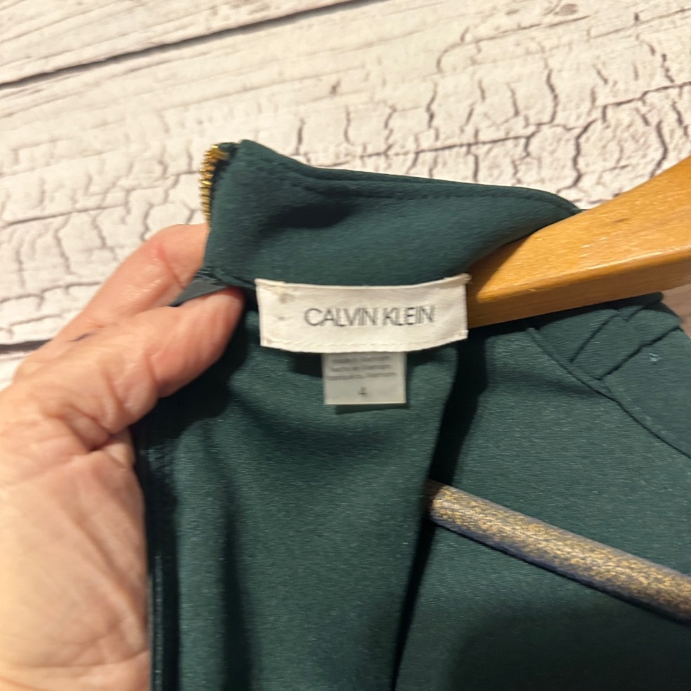 Calvin Klein NWT Green Tie Neck Sheath Dress Size 4 Long Sleeve - Picture 5 of 6
